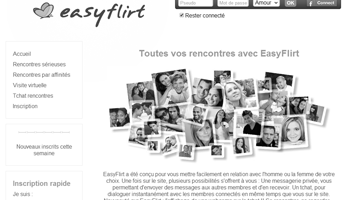 Capture d'écran du site de rencontre EasyFlirt